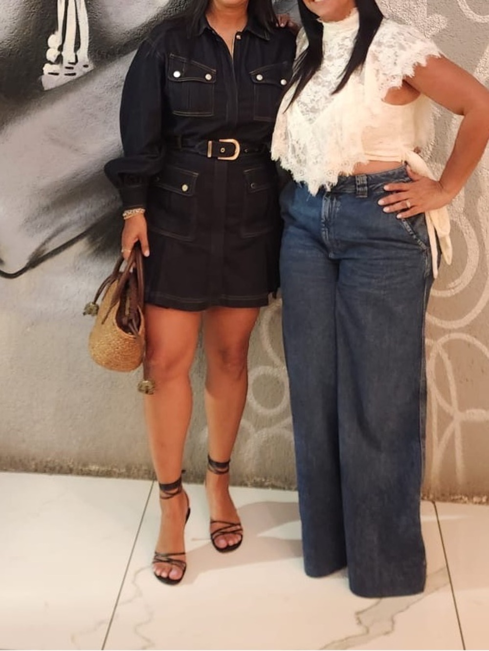 Avec Les Filles - Stretch Denim Belted Mini Dress - Picture 4 of 4